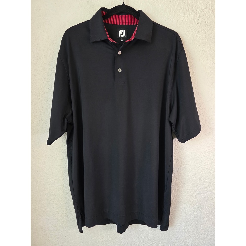 FootJoy ProDry Mens Large Black Performance Golf Polo Shirt NAI Hallmark Logo